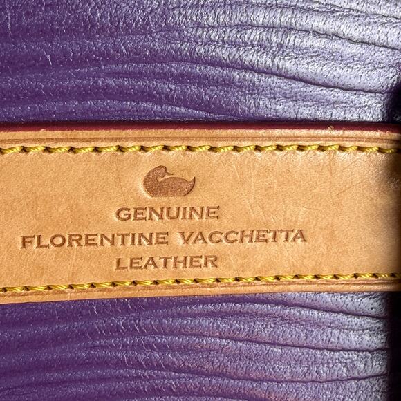 Dooney & Bourke Florentine Vacchetta Purple Leather Top Handle Satchel Tote - Picture 9 of 14
